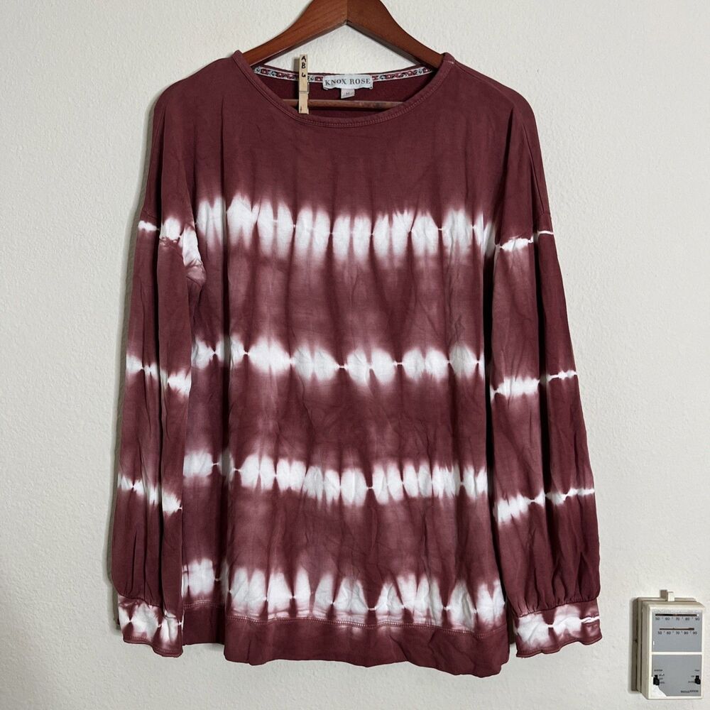Knox Rose Long Sleeve Tie Dye Boho Soft Pullover Loungewear Sweatshirt SZ M